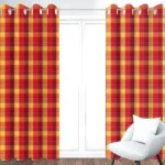 Cotton checked Long Door Curtains