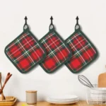 Cotton Green checked Pot Holders