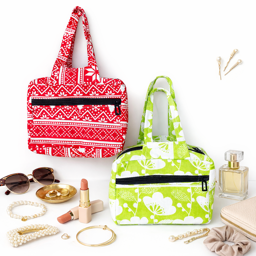 38c56634-154f-461e-814e-b85d47c44686 Small womens Handheld Bag - Pure cotton- Pack of 5 - Image 1