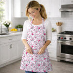 AKHVI Fashionable Women’s Apron with Cute Cat Print – Multi-Use Kitchen Apron with Pocket