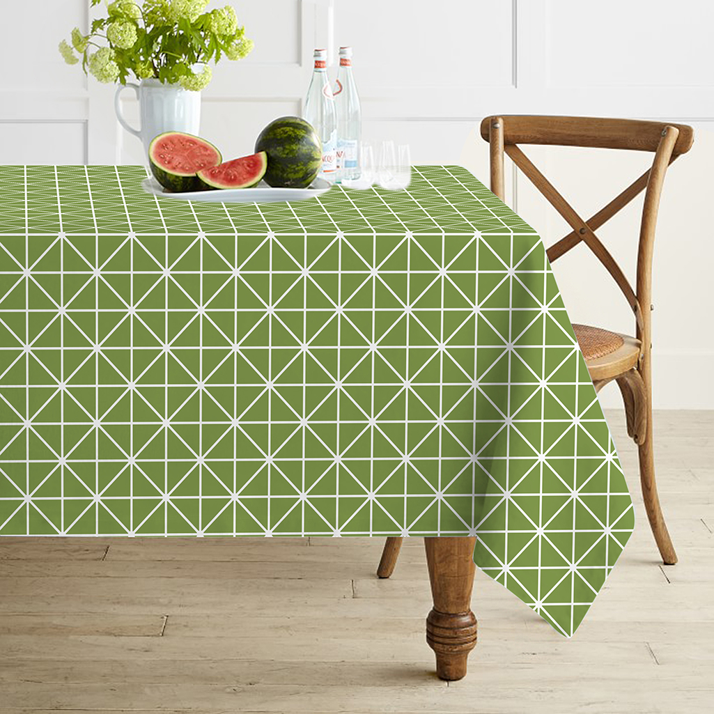 TC-6S-GEO-GREEN AKHVI Dining Table Cloth Cotton Fabric for Home Kitchen Decoration - Image 1