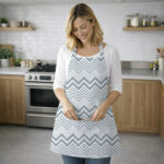 AKHVI Modern Stylish Zigzag Pattern Grey Cooking Apron for Women