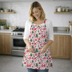 AKHVI Modern Christmas Print Kitchen Apron for Women with Pocket