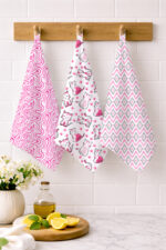 AKHVI Designer Kitchen Towel Combo – Soft Cotton Cleaning Cloth (Pack of 3)